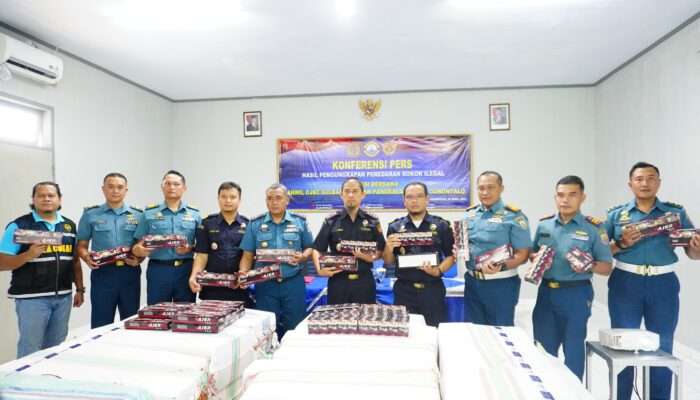 Kerja Sama Dengan Bea Cukai Lanal Gorontalo Kembali Gagalkan Peredaran dan Penyelundupan Rokok Ilegal