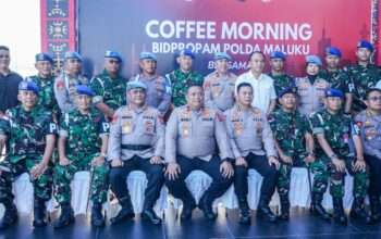 Pererat Sinergitas TNI-Polri di Maluku, Dansathantai dan Danpomal Kodaeral IX Hadiri Coffee Morning TNl-Polri